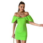 Damen Off-Shoulder Minikleid mit voluminösen Ärmeln R&B