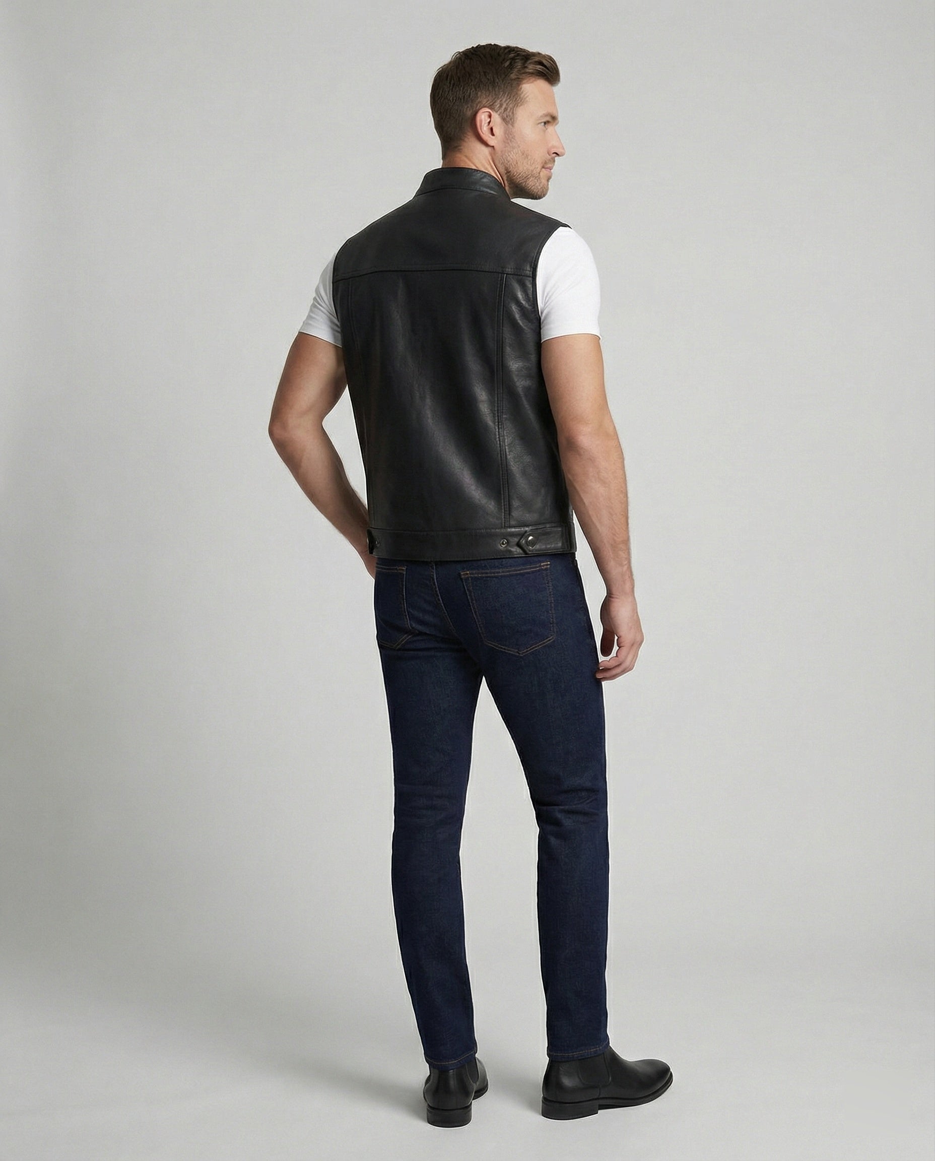 Bikerjacke Herren Leder mit Fell
