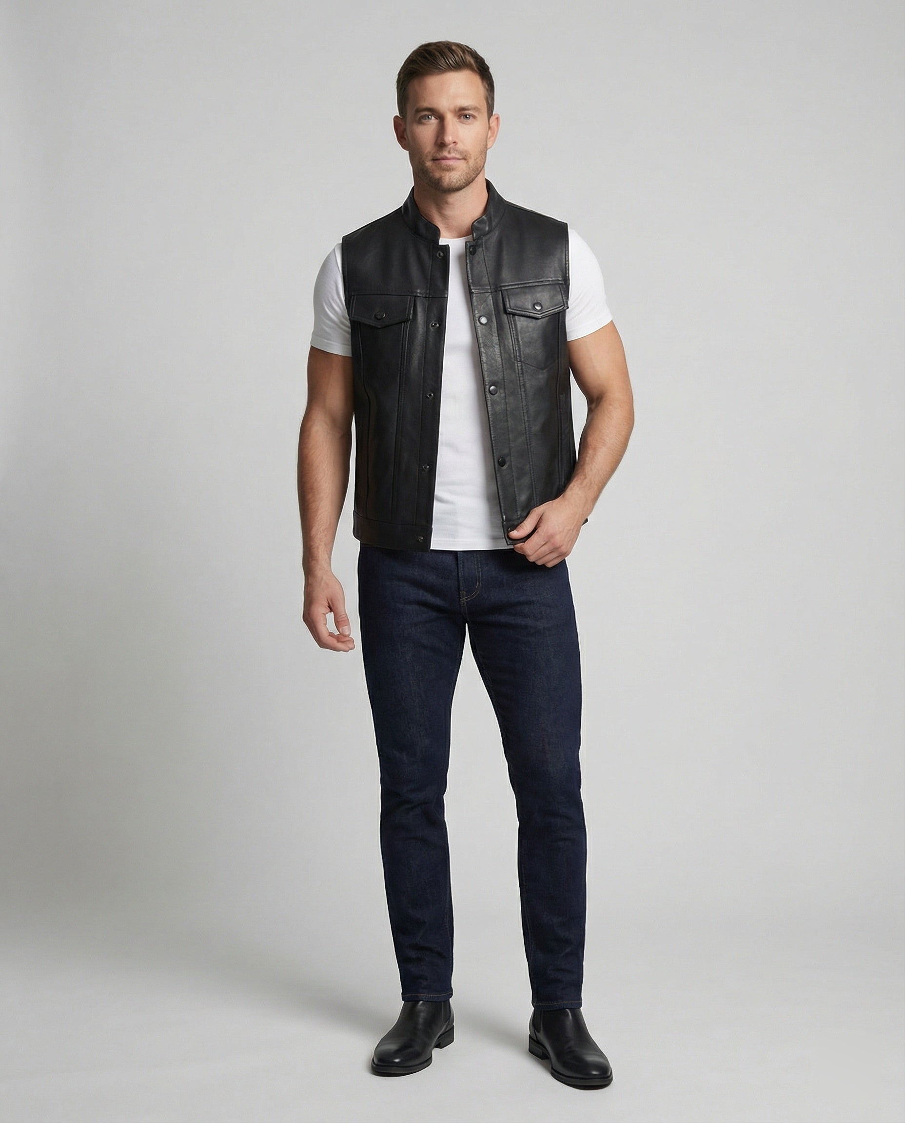 Bikerjacke Herren Leder mit Fell
