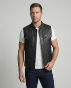 Bikerjacke Herren Leder mit Fell