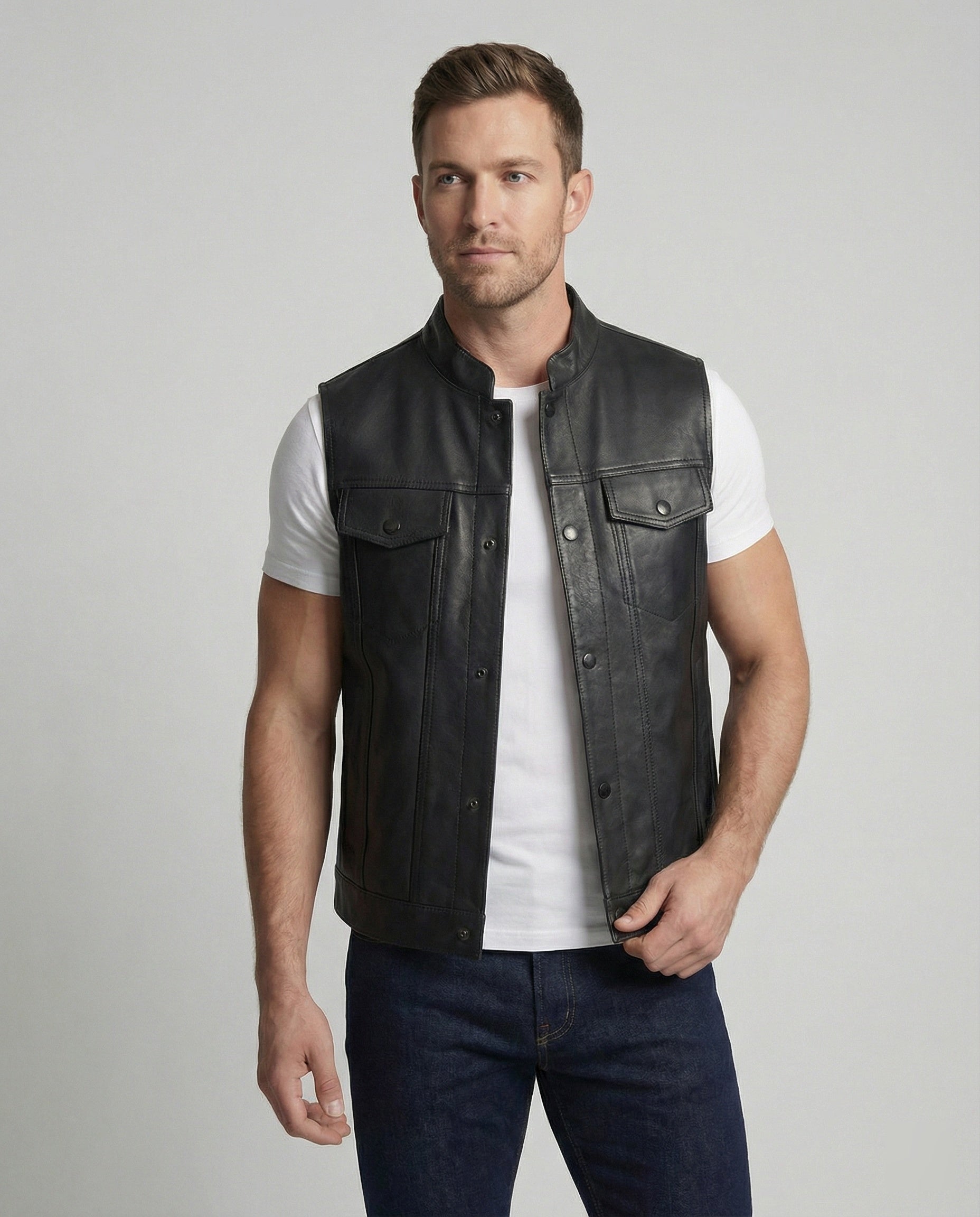Bikerjacke Herren Leder mit Fell
