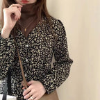 Damen Maxikleid mit modernem Leopardenmuster und eleganten Puffärmeln R&B