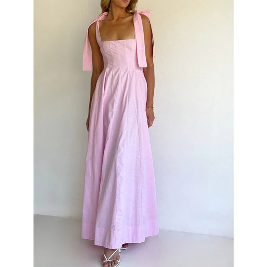 Damen Elegantes Maxikleid mit modernen Schulterbändern und fließendem Schnitt R&B