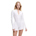 Damen Sportlicher Jumpsuit mit langem Arm und Reißverschluss