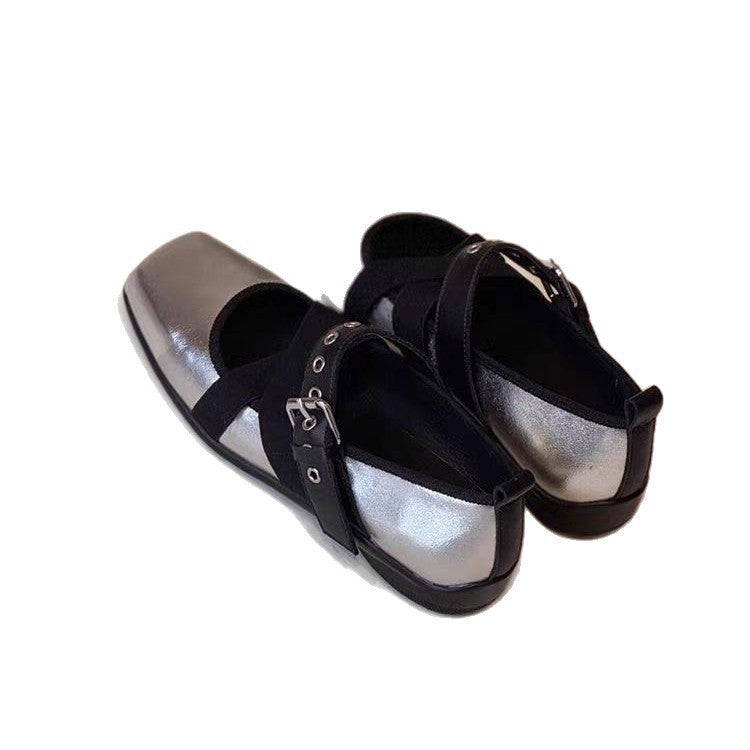 Damen Komfortable Ballerinas mit elastischen Kreuzriemen
