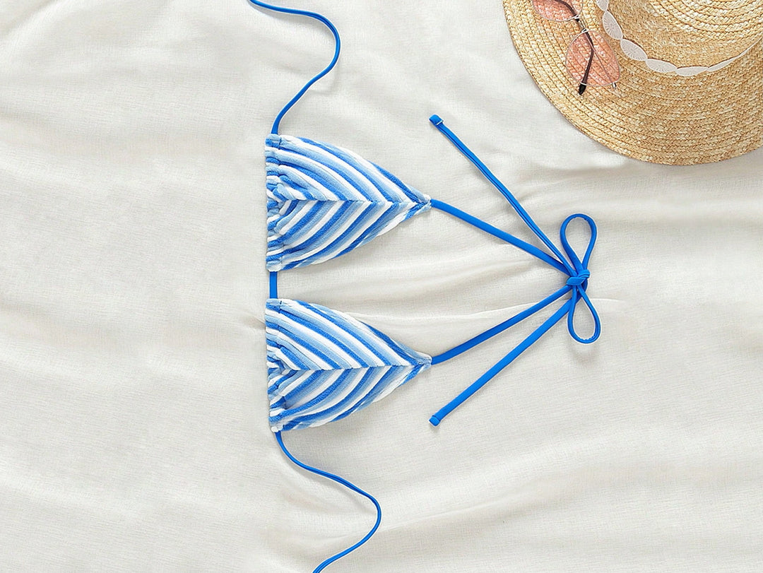 Damen Triangel-Bikini mit stylischem Streifenmuster R&B