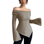 Damen Langarm Shirt mit Rippstruktur und weitem Ärmel R&B
