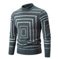Damen Strickpullover mit geometrischem Muster und hohem Kragen R&B