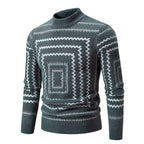 Damen Strickpullover mit geometrischem Muster und hohem Kragen R&B