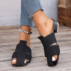 Damen offene Mules mit Blockabsatz und verzierten Riemen R&B