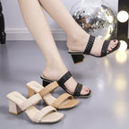 Damen Sandaletten mit geflochtenen Riemen und elegantem Blockabsatz R&B
