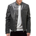 Herren Kunstleder Bikerjacke mit modernem Schnitt