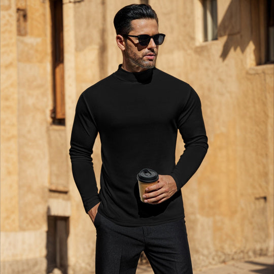 Herren Stehkragen Pullover Aus Weichem Baumwollmix R&B