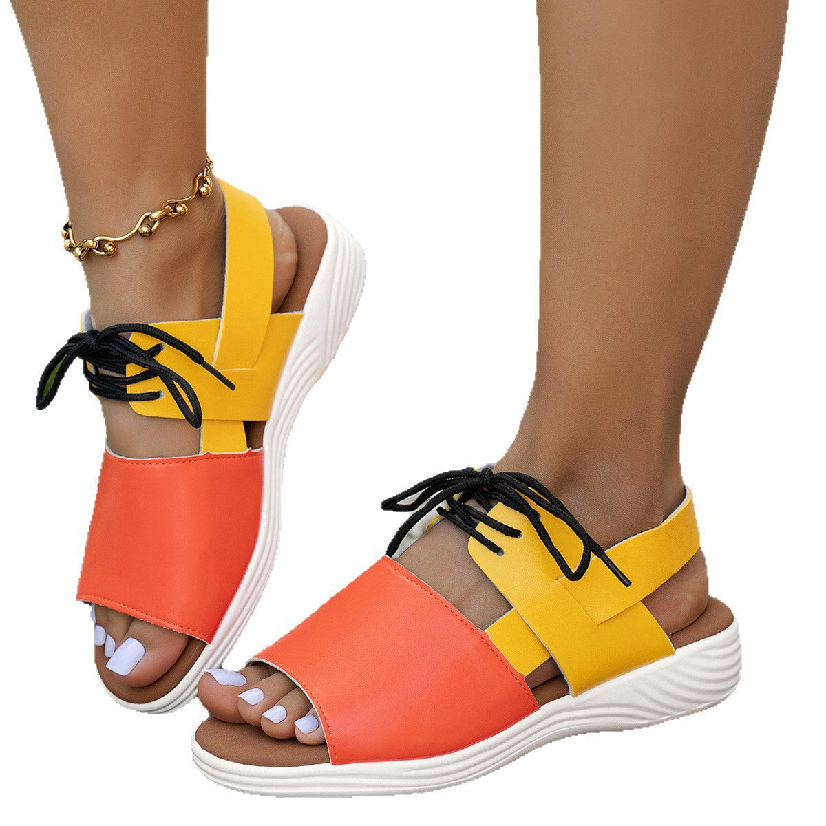 Damen Komfortable Offene Sandalen mit modischen Riemen R&B