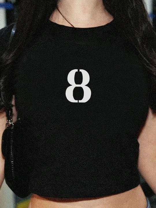 Damen Crop-T-Shirt mit kreativem Totenkopf-Design und figurbetontem Schnitt R&B