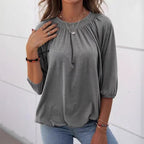 Damen lässiges Oversized-Shirt mit Rüschen und Viskose-Material R&B