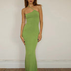Damen elegantes Maxikleid mit asymmetrischem Träger und raffiniertem Schnitt R&B