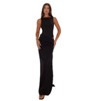 Damen Maxi-Kleid mit asymmetrischem Schnitt und elegantem Fall R&B