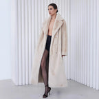 Damen Eleganter, gefütterter Wintermantel mit breitem Revers R&B