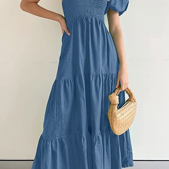 Damen Maxikleid mit asymmetrischem Träger und fließendem Schnitt R&B