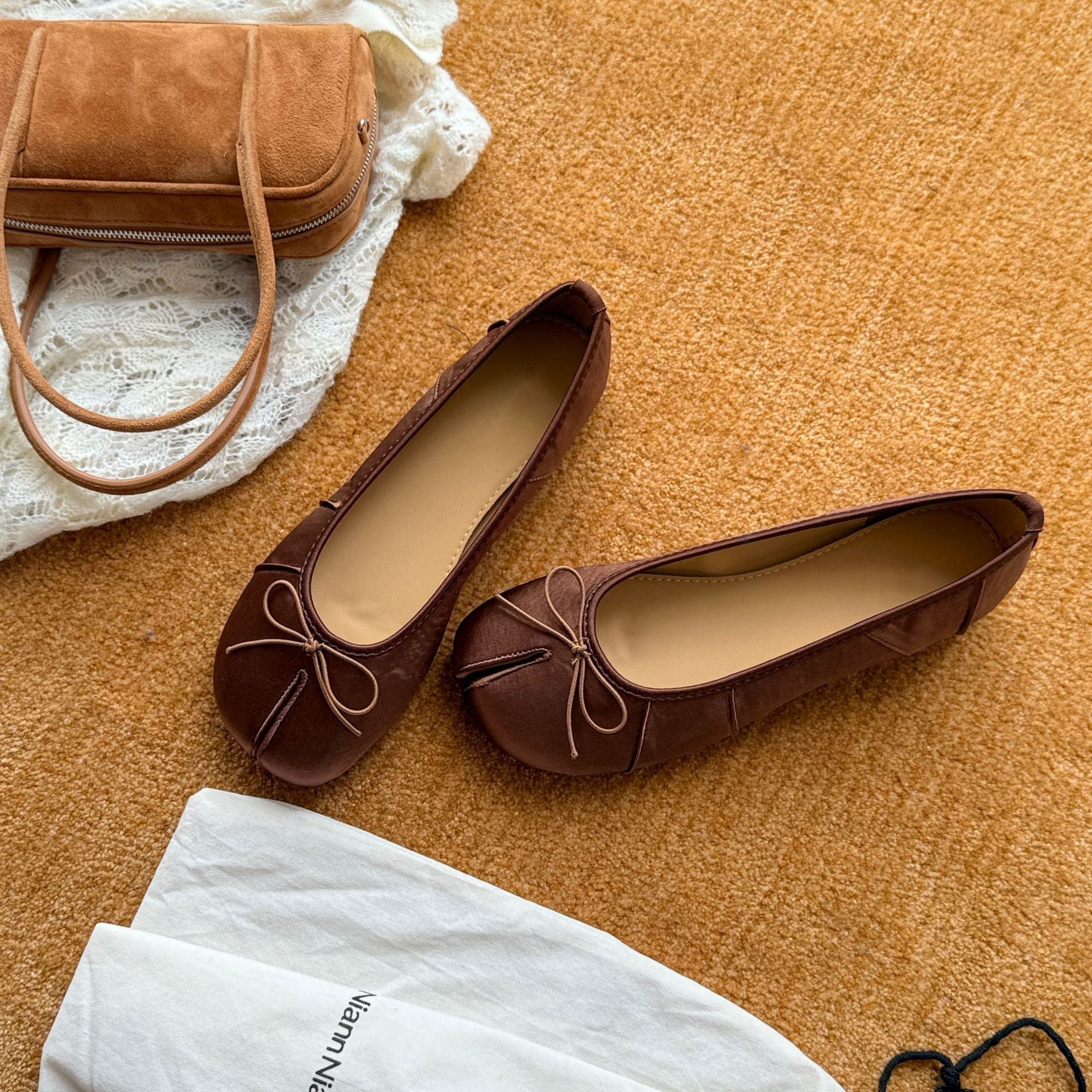 Damen Ballerinas mit modischem Schleifen-Detail und hochwertiger Oberflächenstruktur R&B