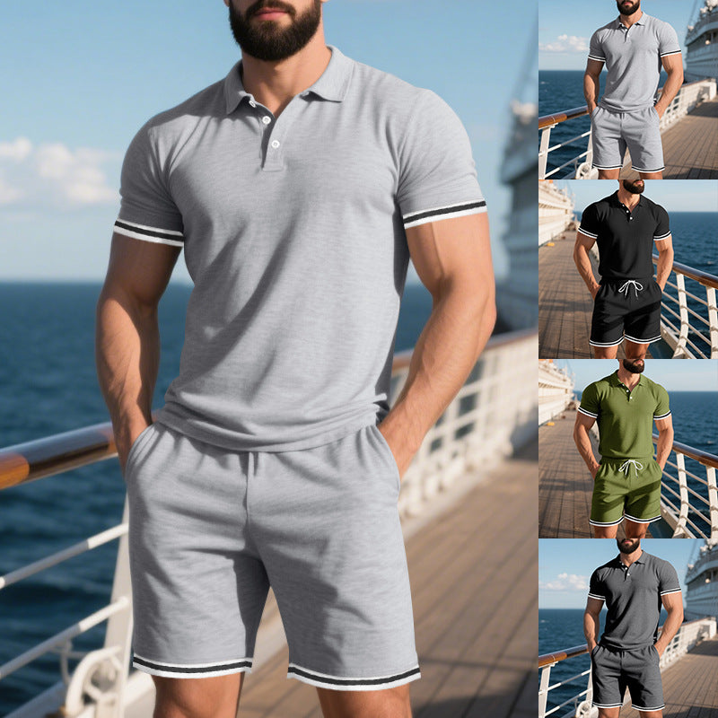 Herren Freizeit-Set mit atmungsaktiven Materialien und modischen Akzenten R&B