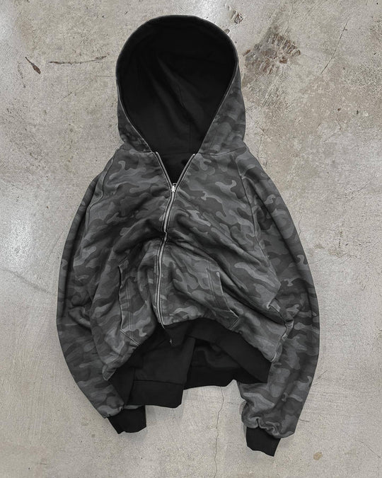 Unisex nan gefütterte Kapuzenjacke kurz geschnitten mit Kreuz-Reißverschluss R&B