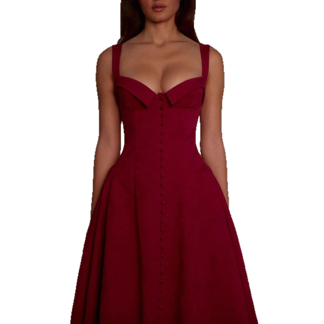 Damen A-linien Kleid mit schickem Bustier-Oberteil und Knopfleiste R&B