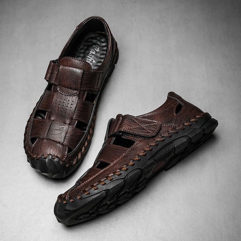 Herren Komfortable Leder-Sandalen mit atmungsaktivem Design und verstellbarem Riemensystem R&B