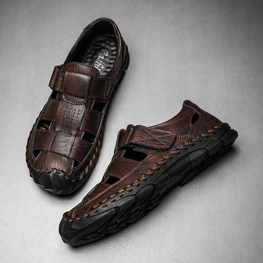 Herren Komfortable Leder-Sandalen mit atmungsaktivem Design und verstellbarem Riemensystem R&B