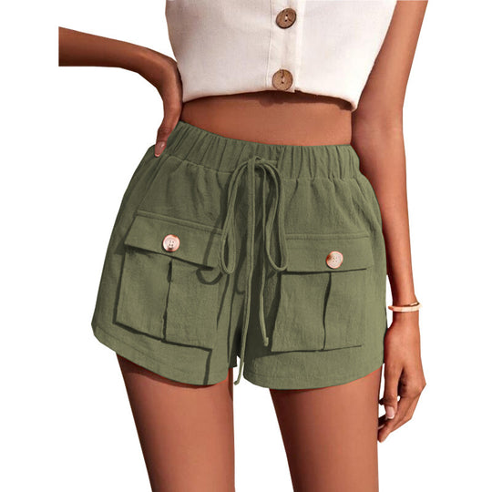 Damen lässige Shorts mit praktischen Taschen und komfortablem Kordelzug R&B