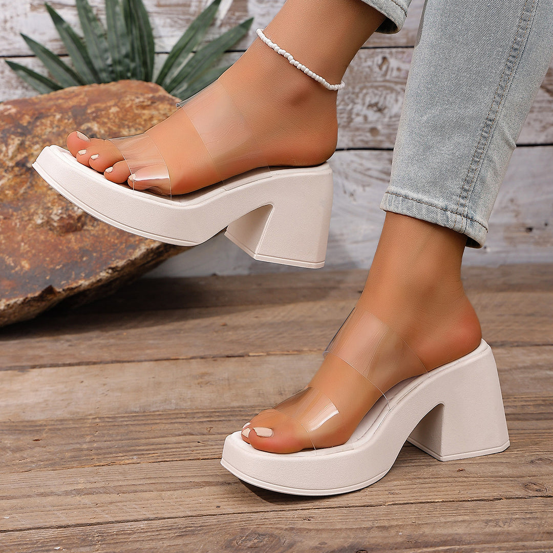 Damen Offene Glitzer-Sandaletten mit transparentem Obermaterial R&B