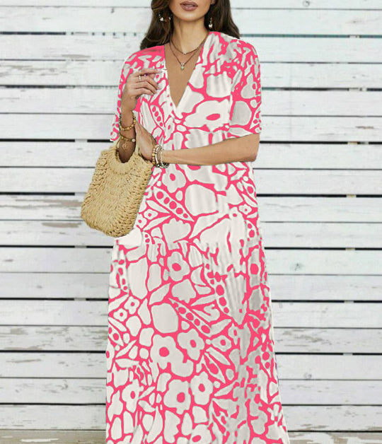Damen Maxi-Kleid mit floralem Design und weitem Schnitt R&B