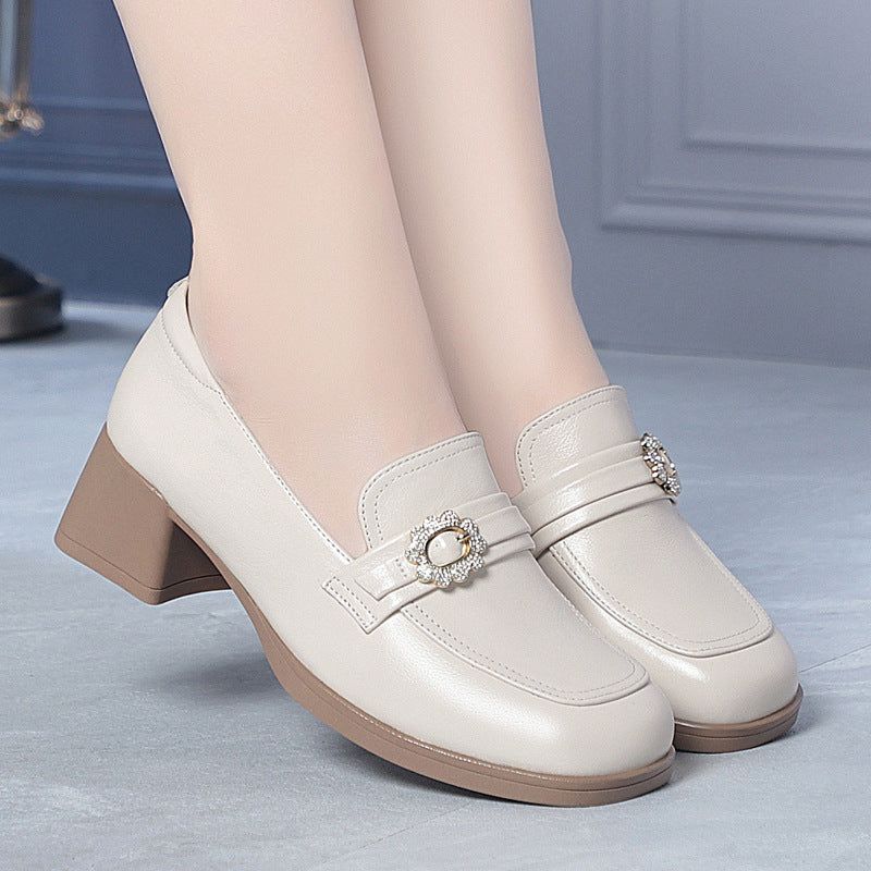 Damen Elegante Mokassins mit modischem Schmuckdetail und komfortablem Blockabsatz R&B