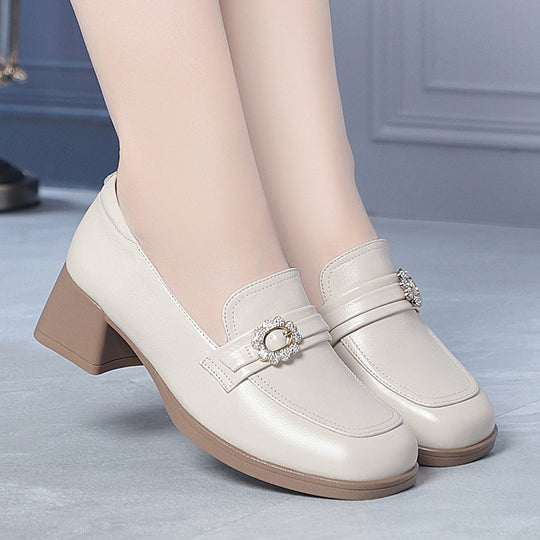 Damen Elegante Mokassins mit modischem Schmuckdetail und komfortablem Blockabsatz R&B