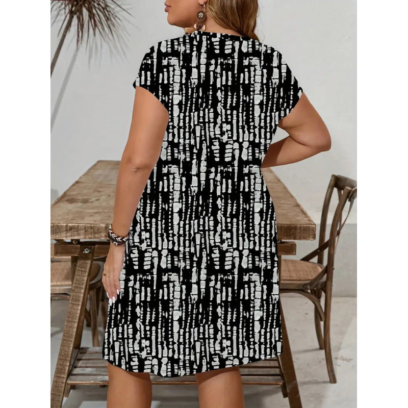 Damen lässiges Freizeitkleid mit modernem Mustermix R&B