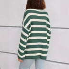 Damen lässiger gehäkelter Pullover mit modernen Blockstreifen R&B
