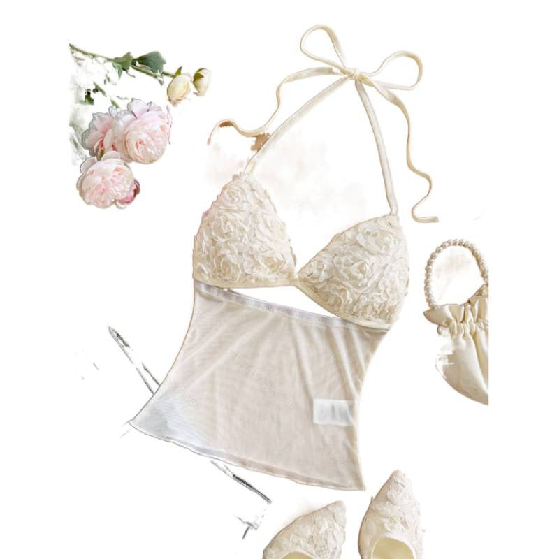 Damen Crop-Top mit Rüschendetails und leichtem Stoff R&B