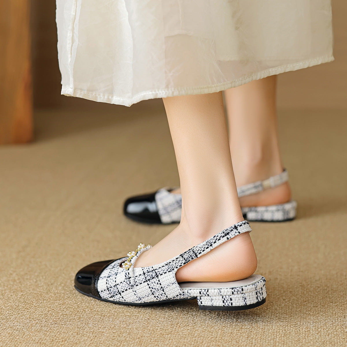 Damen Slingback-Ballerinas mit eleganter Schnallenverzierung