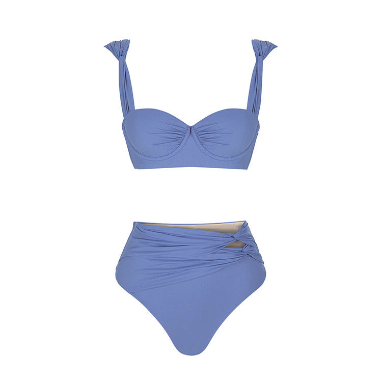 Damen Badeanzug mit raffinierten Drapierungen und eleganten Goldakzenten R&B