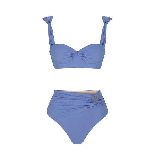 Damen Badeanzug mit raffinierten Drapierungen und eleganten Goldakzenten R&B