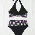 Damen Hochgeschnittenes Bikini-Set mit stilvollem Punktmuster R&B