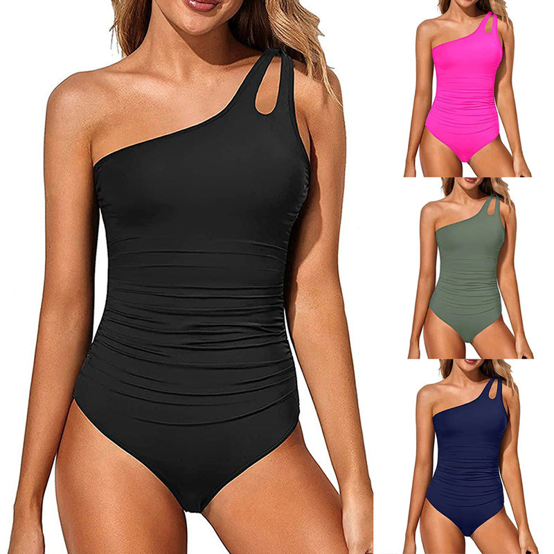 Damen Einteiliger Badeanzug mit asymmetrischem Ausschnitt und figurformendem Effekt R&B