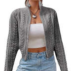 Damen Strickjacke mit modernem Zopfdesign und durchgehendem Reißverschluss R&B