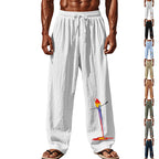 Herren lässige Strandhose mit elastischem Bund und buntem Stickdesign R&B