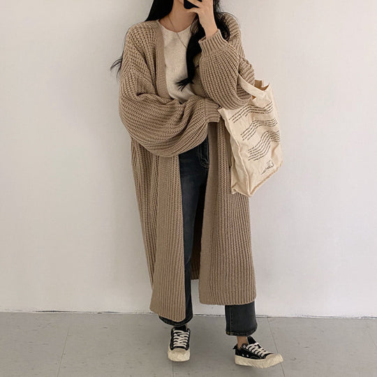 Damen Grober Strickcardigan mit offenem Schnitt und bequemen Ärmelabschlüssen R&B