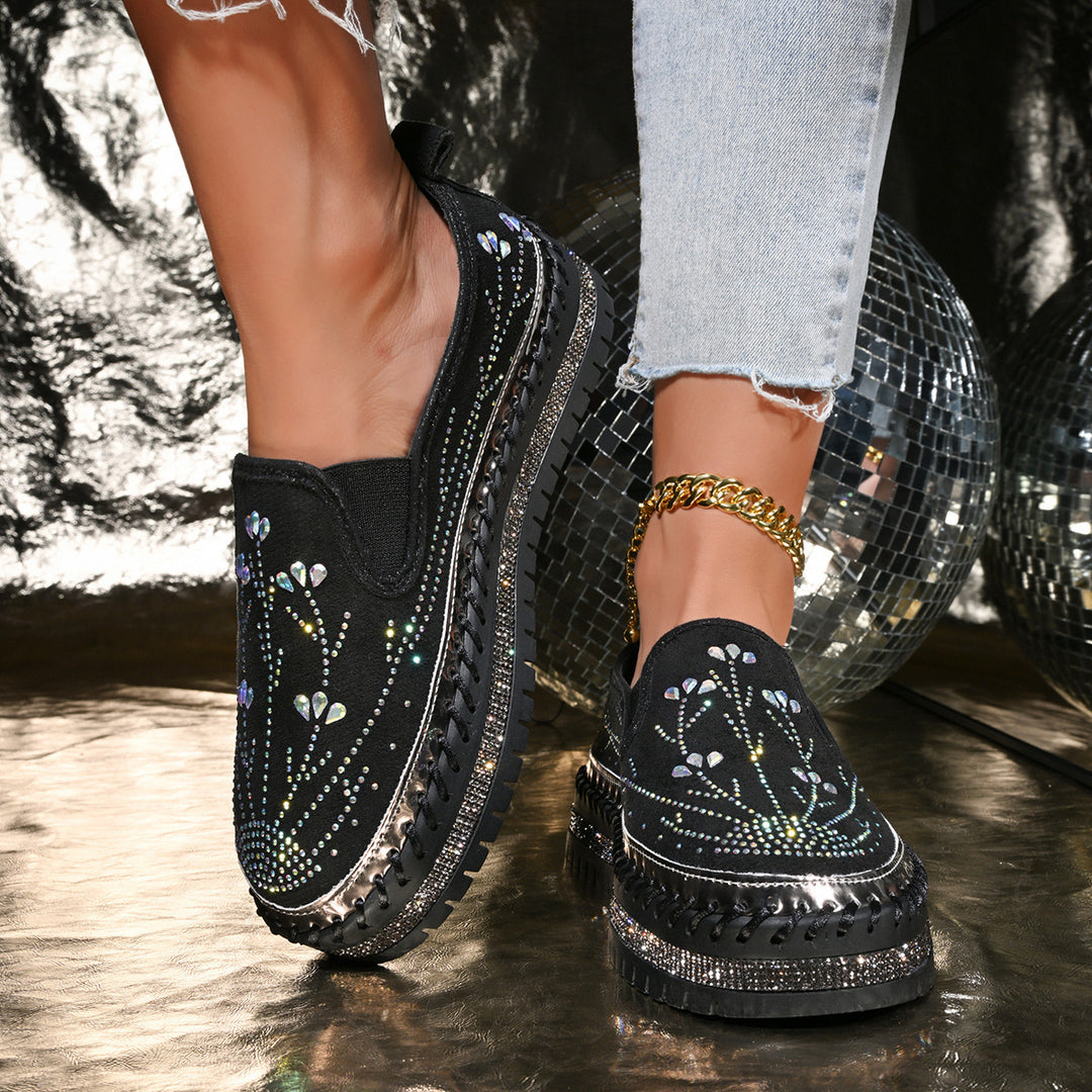 Damen Slip-On Sneakers mit funkelnden Applikationen und rutschfester Sohle R&B