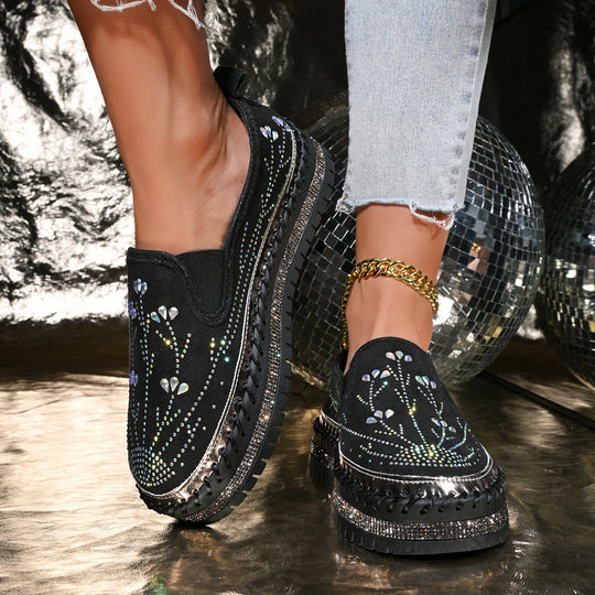 Damen Slip-On Sneakers mit funkelnden Applikationen und rutschfester Sohle R&B