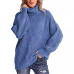 Damen Weicher Strickpullover mit hohem Kragen und Kabelmuster R&B