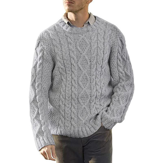 Herren Grobstrickpullover mit klassischem Zopfmuster R&B